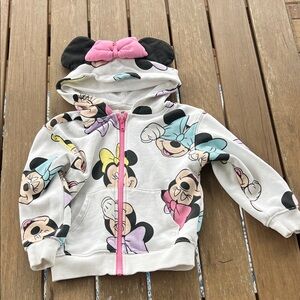 Disney Kids Minnie Mouse Hoodie - White and Pink